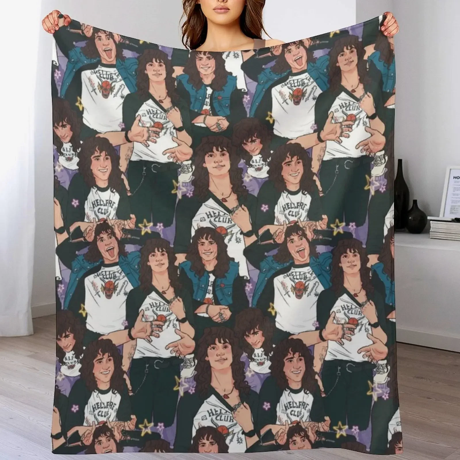 

Eddie Munson - AOP Throw Blanket Luxury Throw Bed linens cosplay anime Nap Blankets