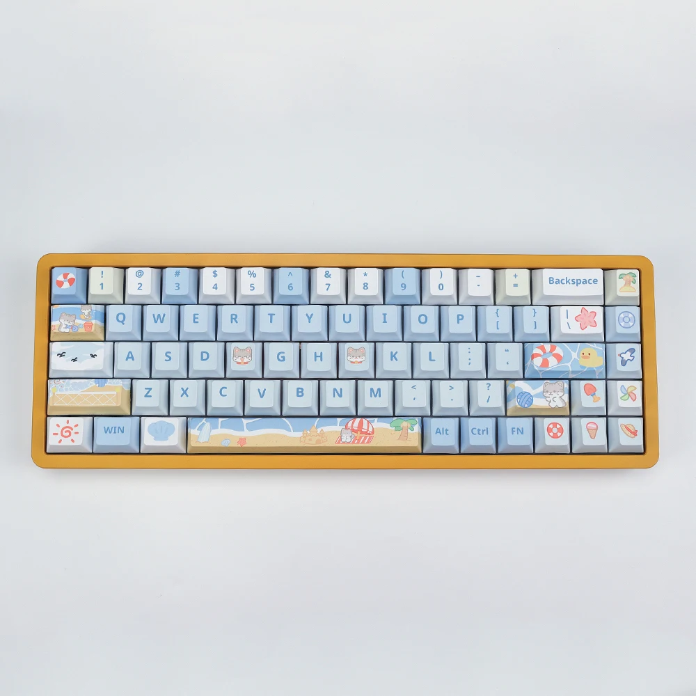 

Summer Beach Keycaps Cute PBT Five-Sided Sublimation Original Factory Height Mechanical Keyboard 61 68 74 87 980