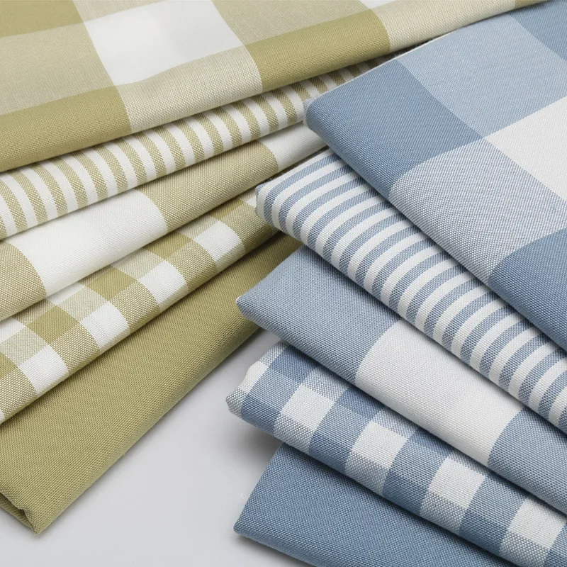 Thickened Cotton and Linen Fabric Striped Checkered Solid Color Sofa Fabric Tablecloth Curtains DIY Home Yarn Dyed Linen Fabric