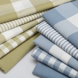 Thickened  Cotton and Linen Fabric Striped Checkered Solid Color Sofa Fabric Tablecloth Curtains DIY Home Yarn Dyed Linen Fabric