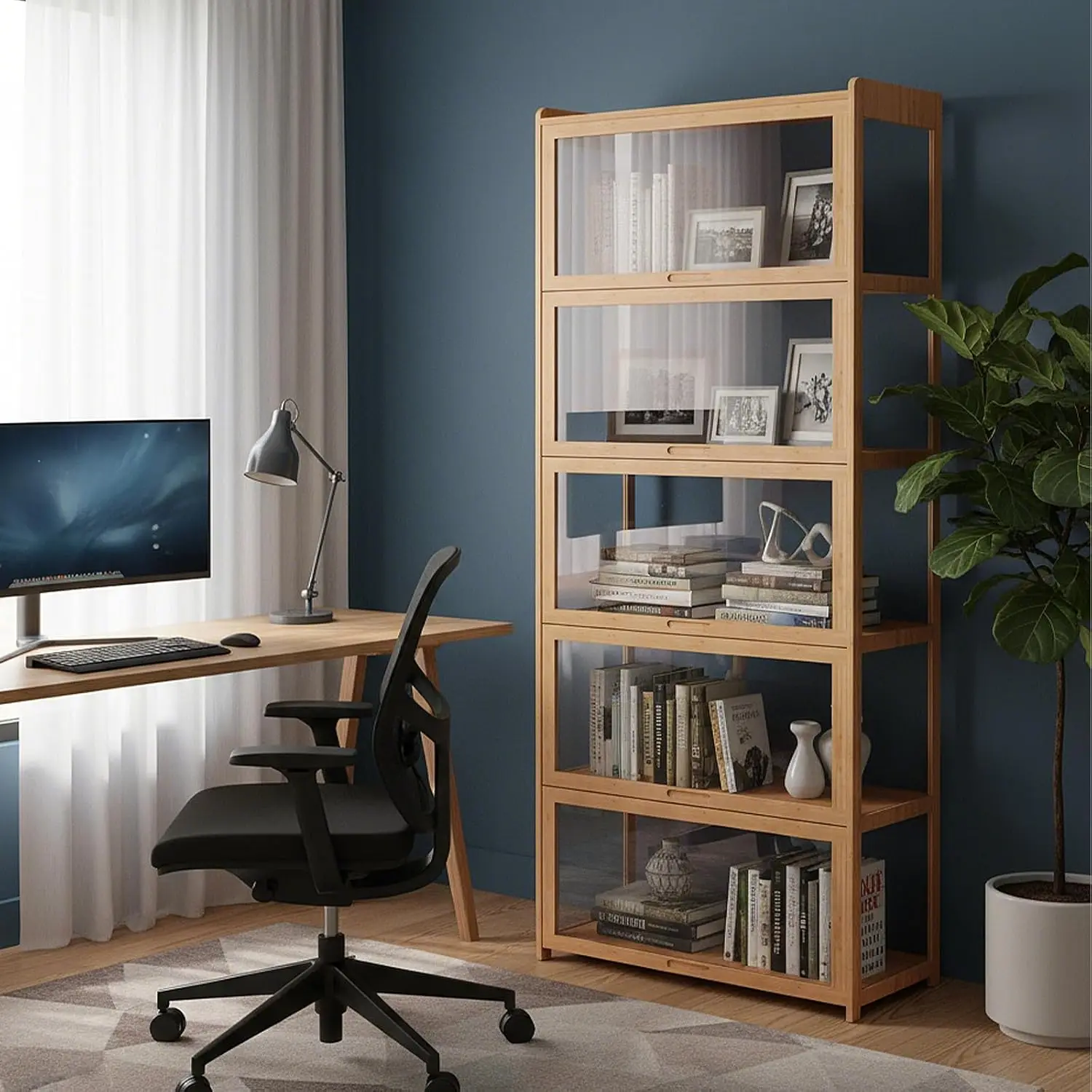 #Display Cabinet with Acrylic Doors Curio Showcase for Collectibles Living Room Office