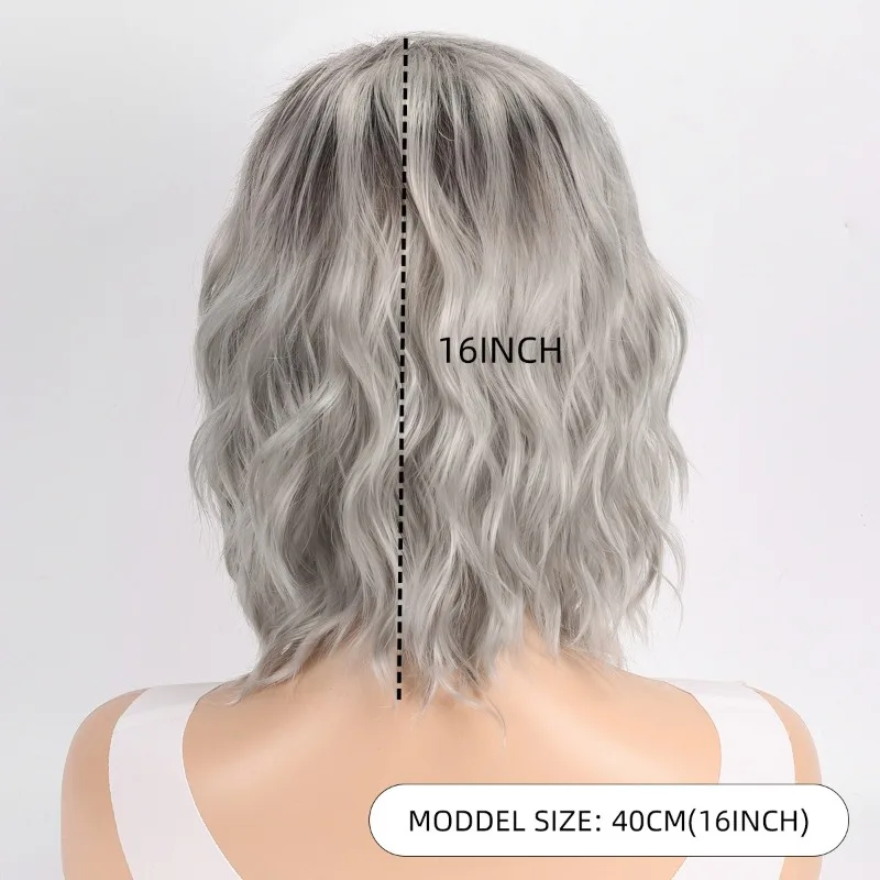 女性ハイライトグラデーションカラーショートヘアパーティーヘッドウェアファッション化学繊維ウィッグ女性デイリーマッチふわふわショートカーリーヘア