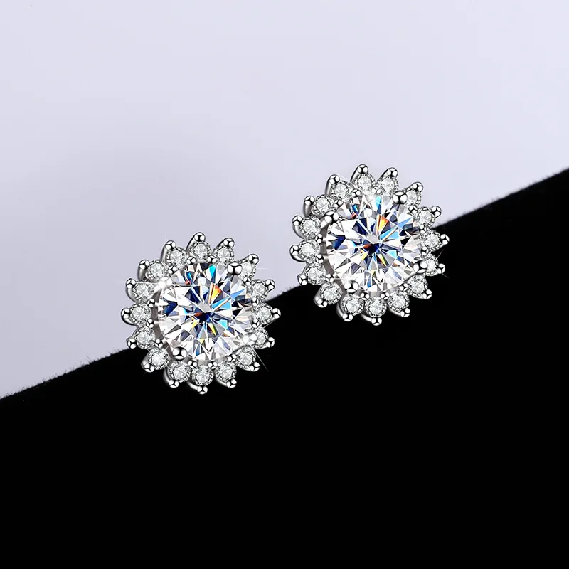 

Высококачественные серебряные серьги-гвоздики с подсолнухом из чистого камня для мужчин и женщин, серьги в стиле хип-хоп с высококачественными ювелирными изделиями