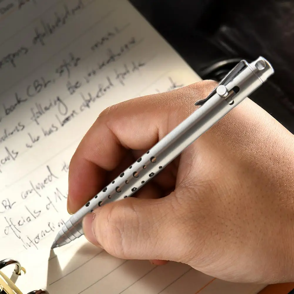 Alloy Mini Pen Alloy Ballpoint Pen Retractable Lightweight Pen with Pocket Clip Bolt Action Refillable Ink Stainless for Office