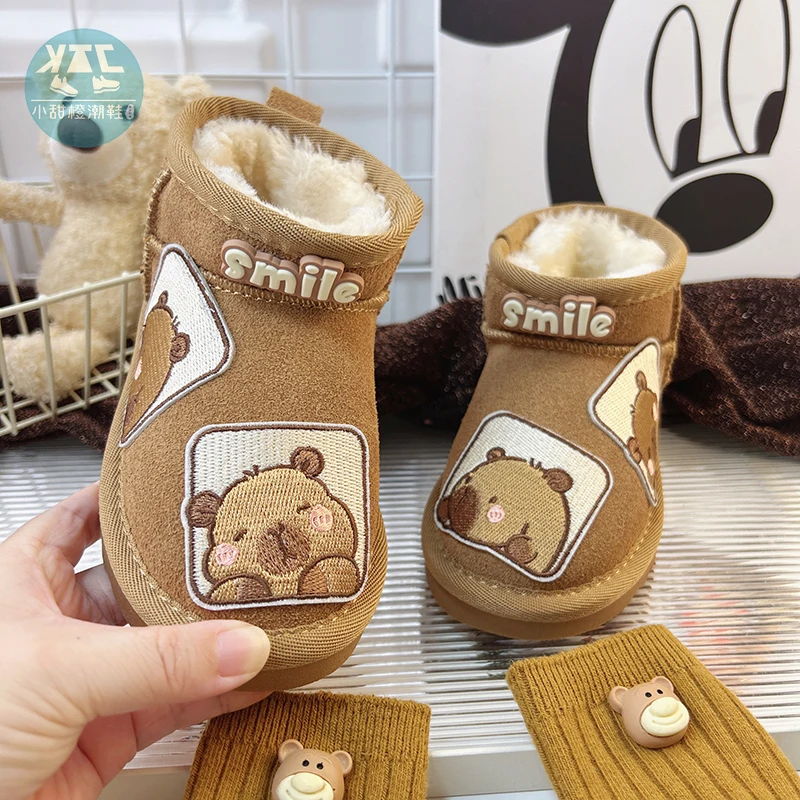 Hello Kitty Stivali da neve per bambini Scarpe di cotone calde Addensare Stivaletti invernali non antiscivolo Protezione dalla neve per ragazza Regalo di Natale sulla neve