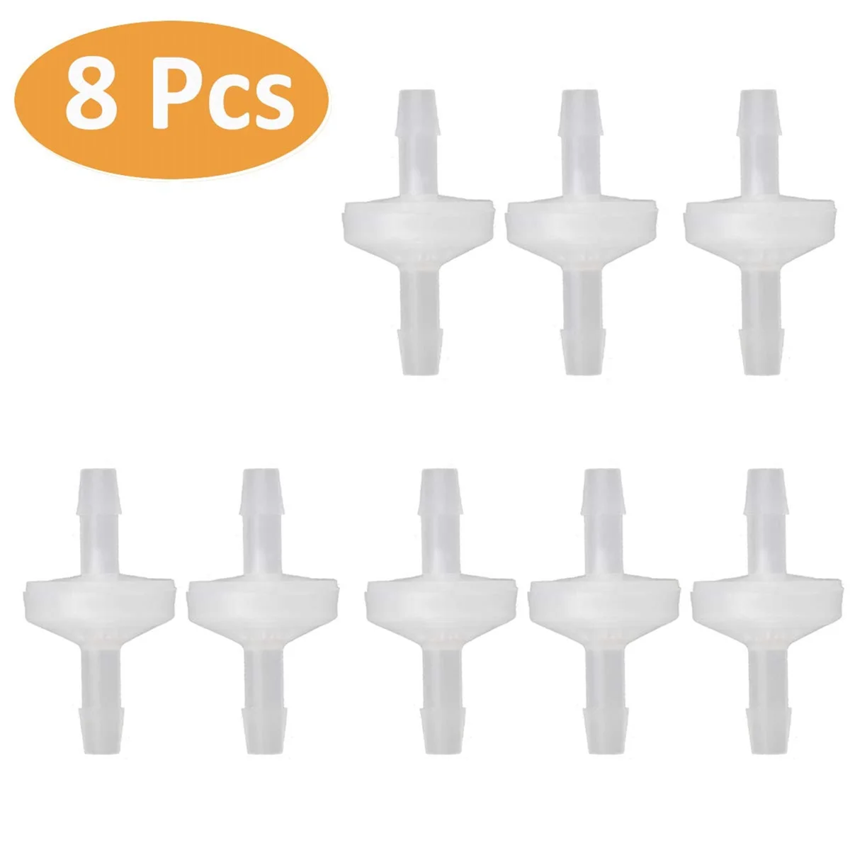 Válvula de retención de 1/4 pulgadas de 8 piezas, válvula de retención unidireccional PVDF de 6mm, válvula de retención en línea, válvula de retención antirretorno para combustible, Gas, aire líquido