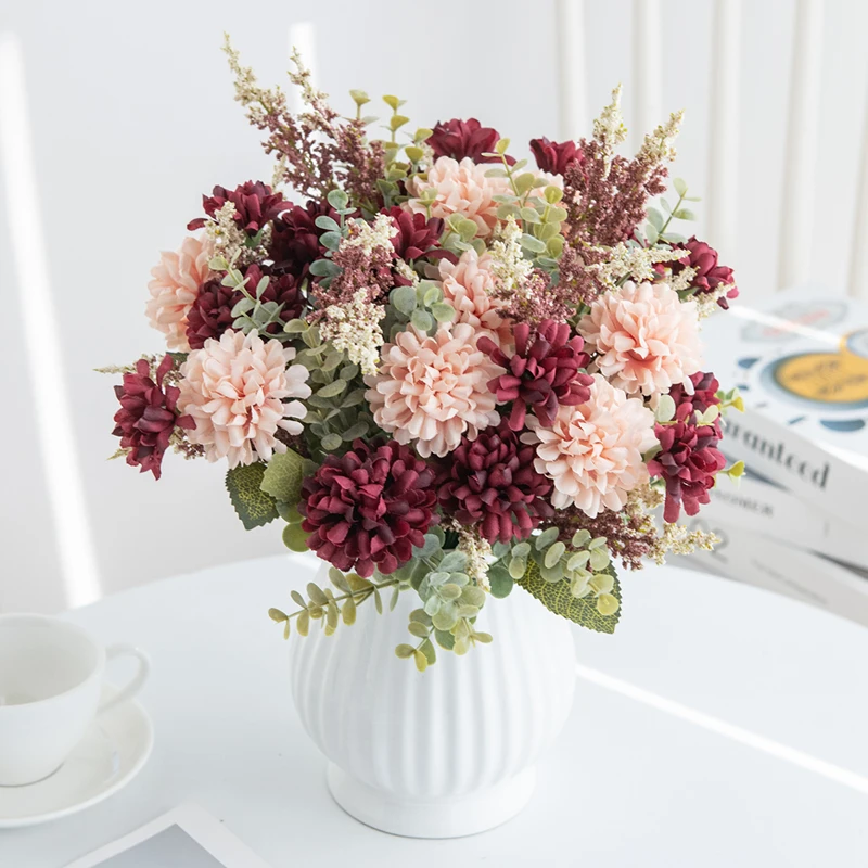 1/3pc Künstliche Blumen Lavendel Seide Ball Chrysantheme Wohnkultur Hochzeit Esstisch Herzstück Gefälschte Pflanzen Brautstrauß