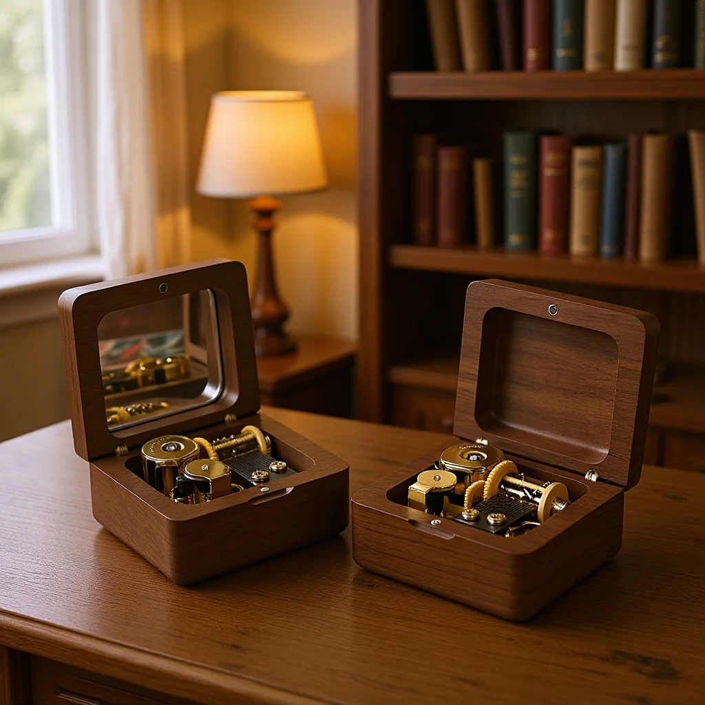 Cross-border Aesthetic Beech Walnut DIY Castle in the Sky Music Box Wooden Box Vintage Music Box Home Decor Display