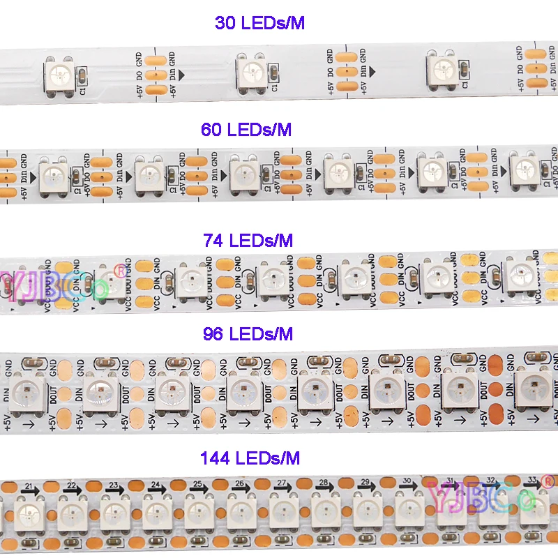 WS2812B LED Strip Light WS2811 IC Smart Pixels Neon Lamps Tape ws2812b IP30/IP65/IP67 30/60/74/96/144 Leds/M led strip