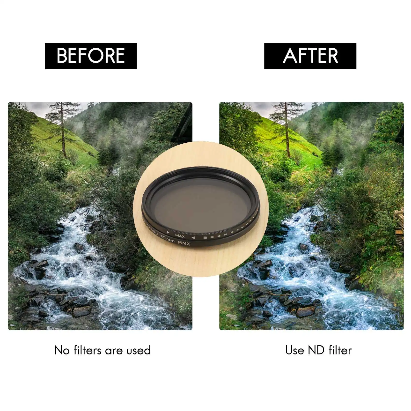 A14M ND2-400 Neutral Density Fader Variable ND Filter Adjustable 49mm Filter for for for Camera Lens