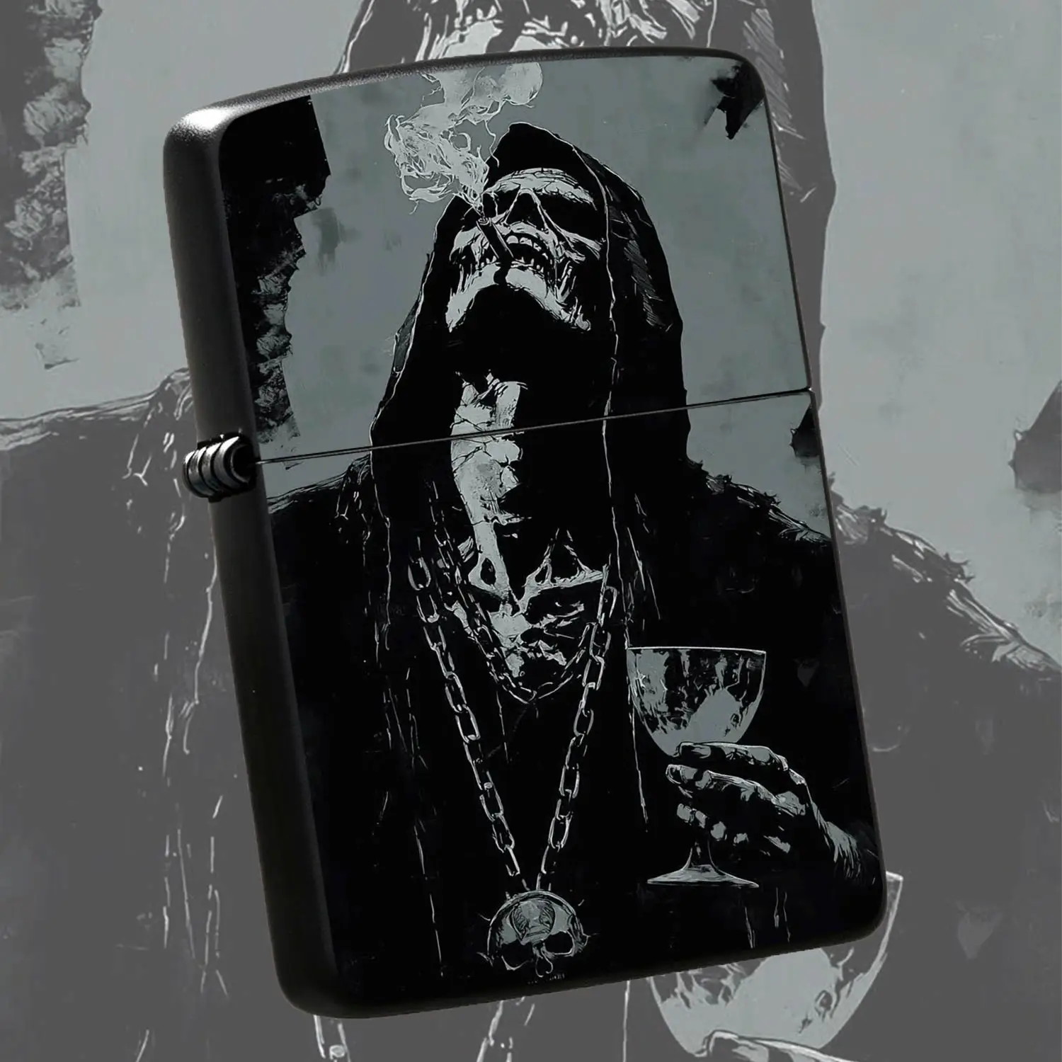 Trendy Dark Skeleton Themed Portable Ignition Device, Cool Stylish Daily Carry Accessory, Practical Gift For Friends, Suitable For Hanging Out, Outdoor Activities, Gatherings, Perfect Unique Present For Hobbyists And Your Male Pal On Any Oc