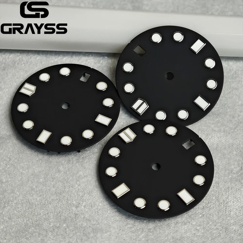 

Nologo 28,5 мм, черный, белый цвет, циферблат для часов, супер зеленый светящийся, подходит для NH35 NH36 для SKX, мужские часы для дайвинга, запчасти, аксессуары, новинка