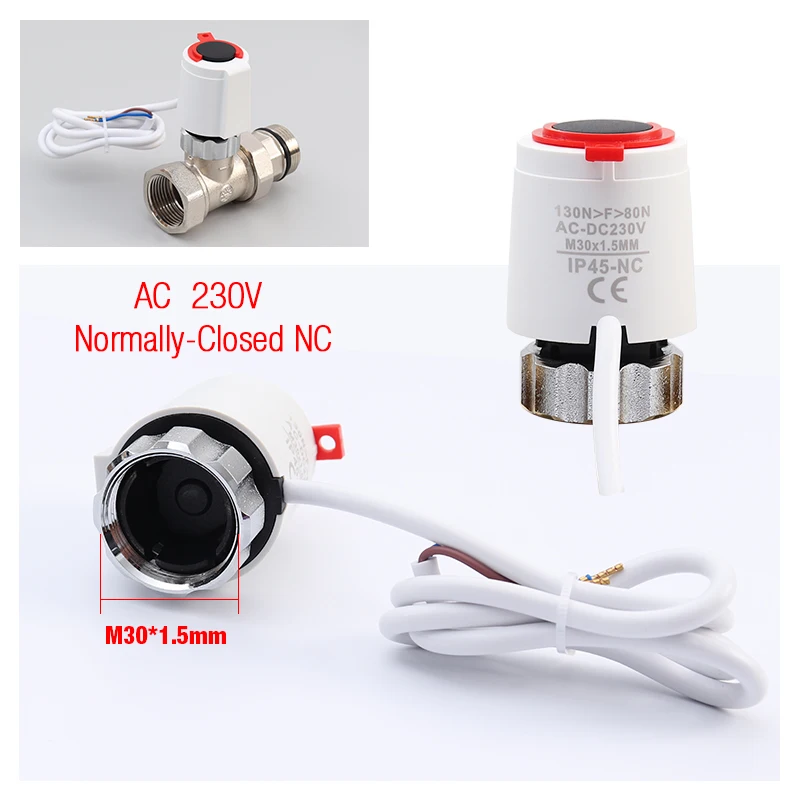 5 개 230V 정상 폐쇄 NC M30 * 1.5mm 바닥 난방용 전기 열 액추에이터, TRV 온도 조절 라디에이터 밸브