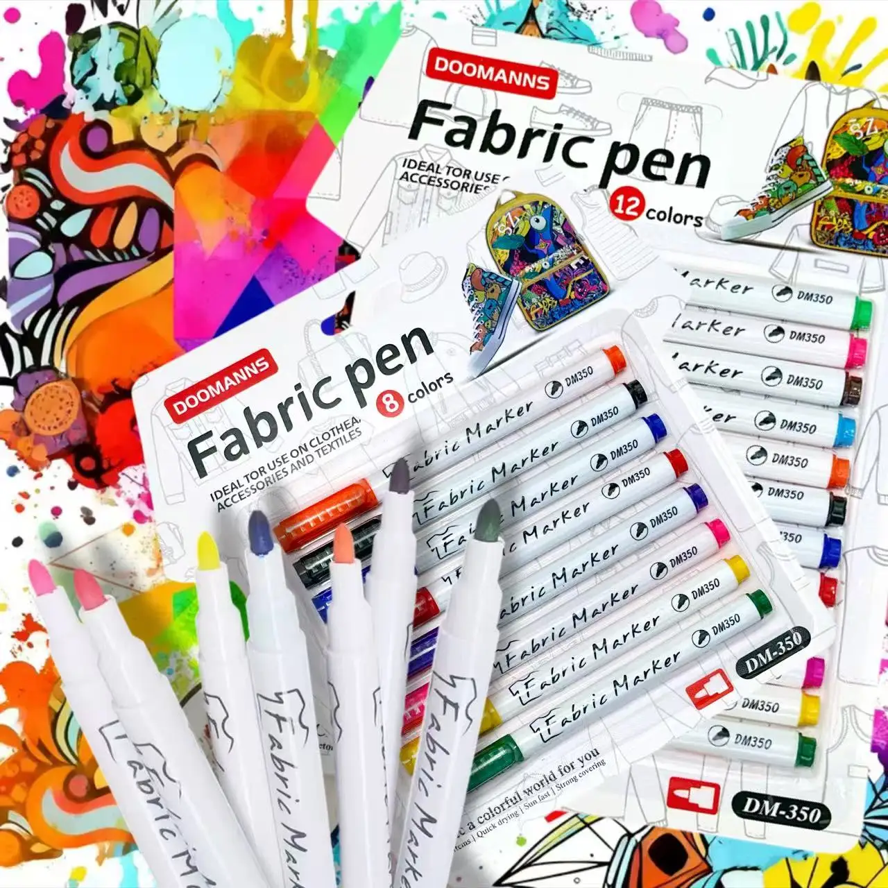 

8/12pcs Fabric pen, Ideal for use on Cloth, Accessories and Textiles, DIY T-shirt, Backpack, Shoes
