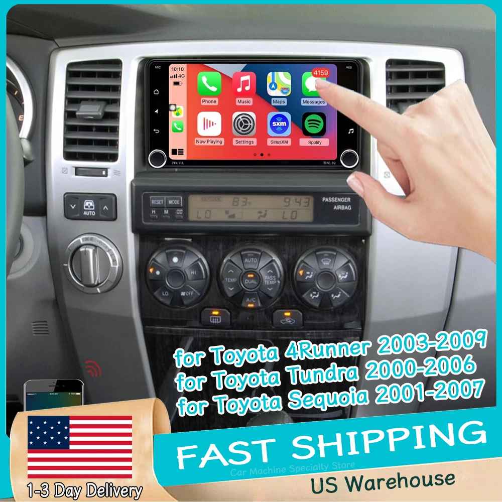

Автомагнитола 7 дюймов для Toyota 4Runner 2003-2009, Tundra 2000-2006, Sequoia 2001-2007 с Carplay, Android 15, GPS-навигацией