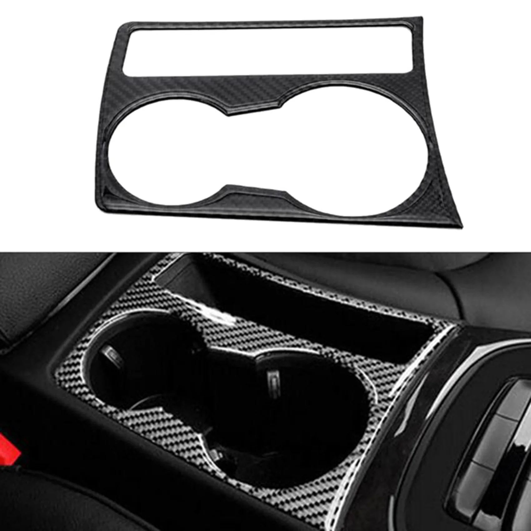 For   A4 B8 A5 2009 2010 2011 2012 2013 2014 2015 Carbon Fiber Center Console Water Cup Holder Cover Trim