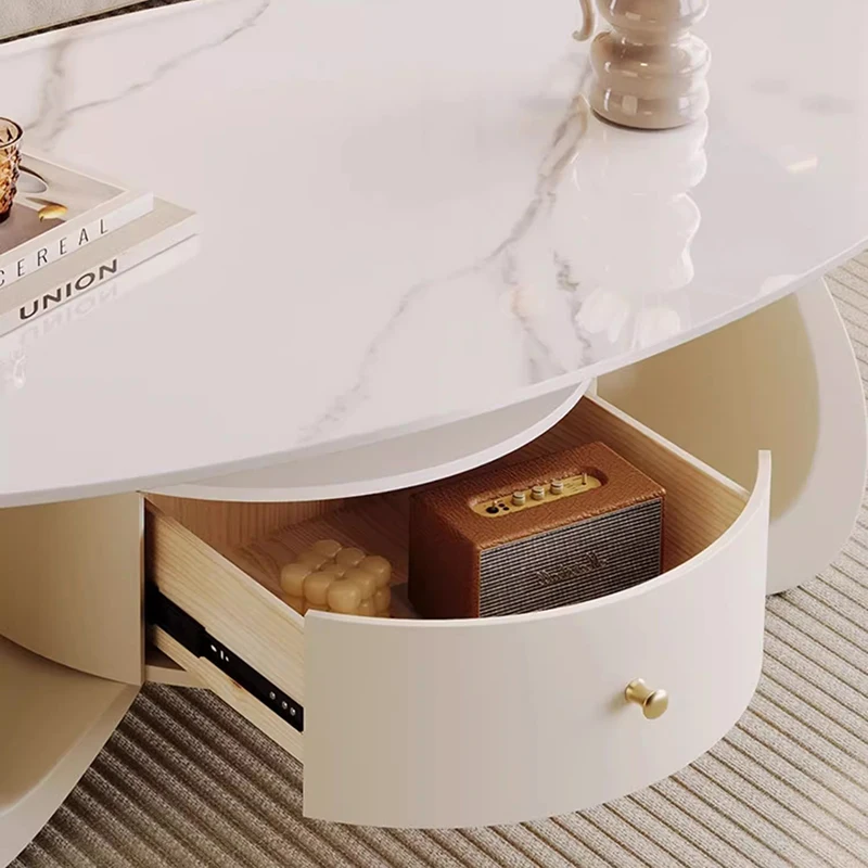 طاولة القهوة الفاخرة الحديثة الشمال نمط جلام البيضاوي طاولة القهوة الجمال غرفة المعيشة طاولة تخزين مخفية دي صالون أثاث المنزل