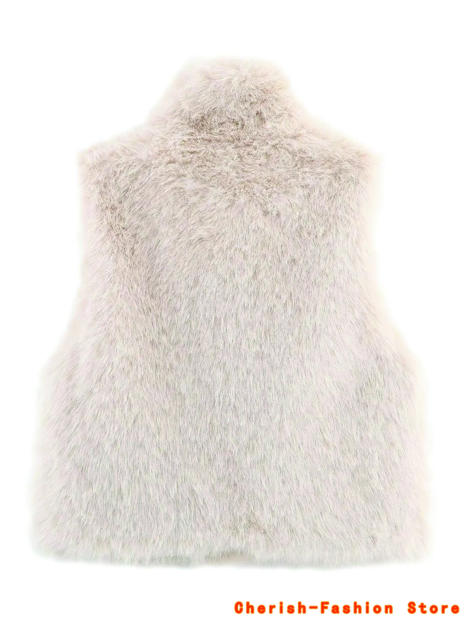 Neue modische Kunstpelz warme Weste Jacke Marke Kunstpelz High Neck ärmellose Weste Mantel Frauen Shaggy vorne offene Oberbekleidung Weste