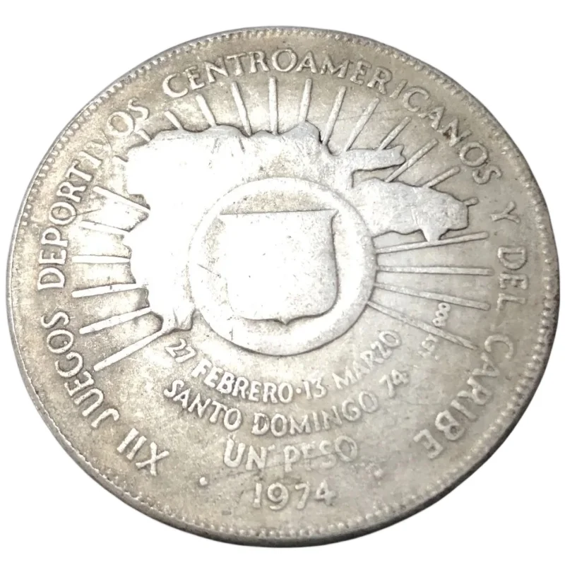 

1974 Dominican Republic 1 Peso Central American and Caribbean Games Coin high quality Copy