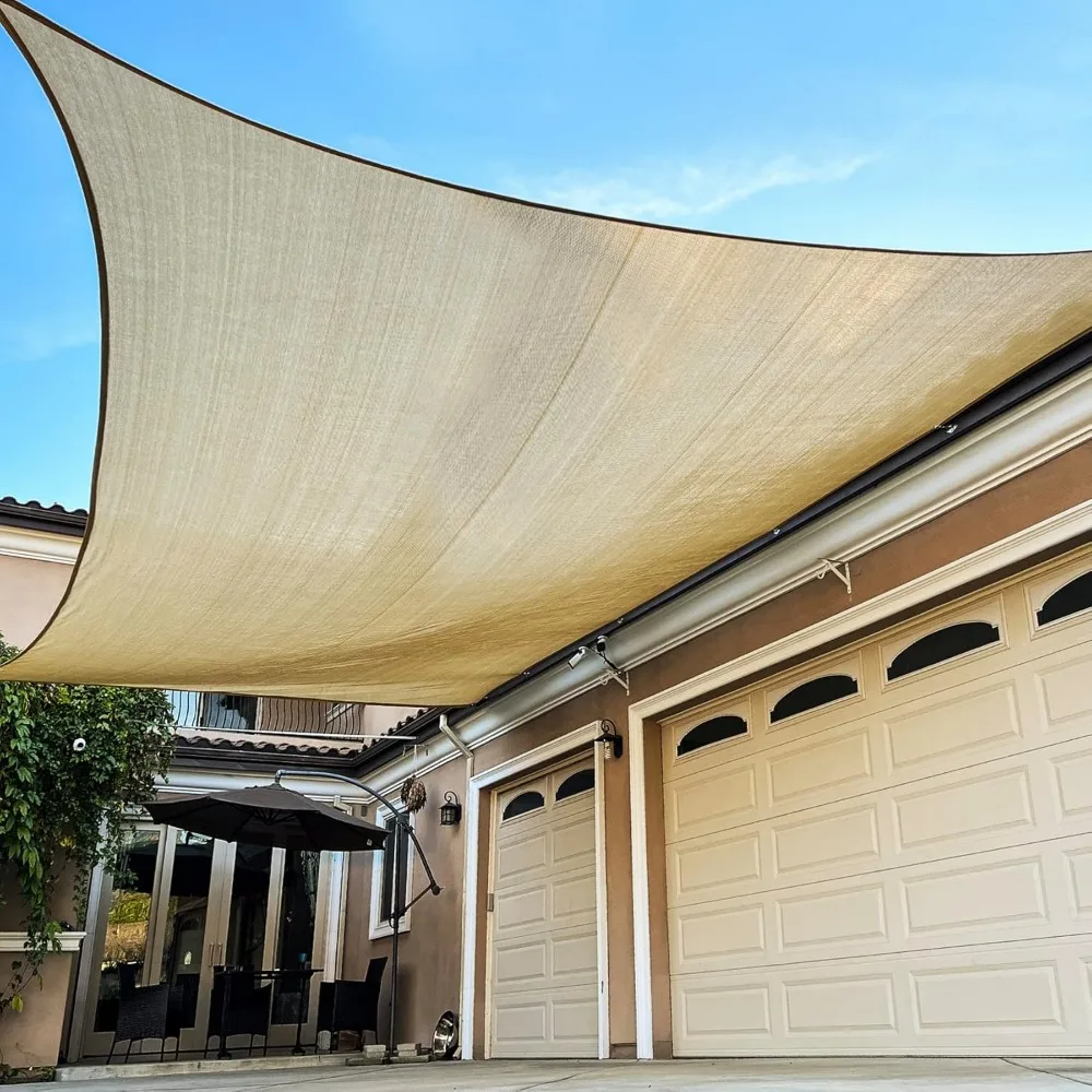 

Rectangle Sun Shade Sail Canopy, 16' x 26' Patio Shade Cloth Outdoor Cover - Sunshade Fabric Awning Shelter for Pergola Backyard