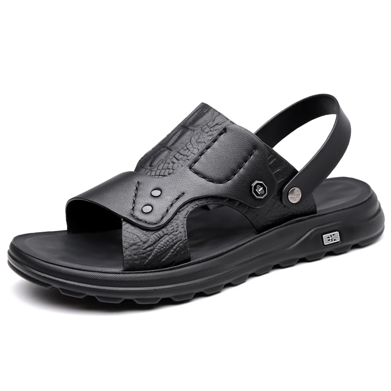 

Men's Summer New Slip-On Beach Shoes Anti-Slip Open-Toe Youth Casual PVC Material Comfortable Two-Way Sandals for Beach and D.