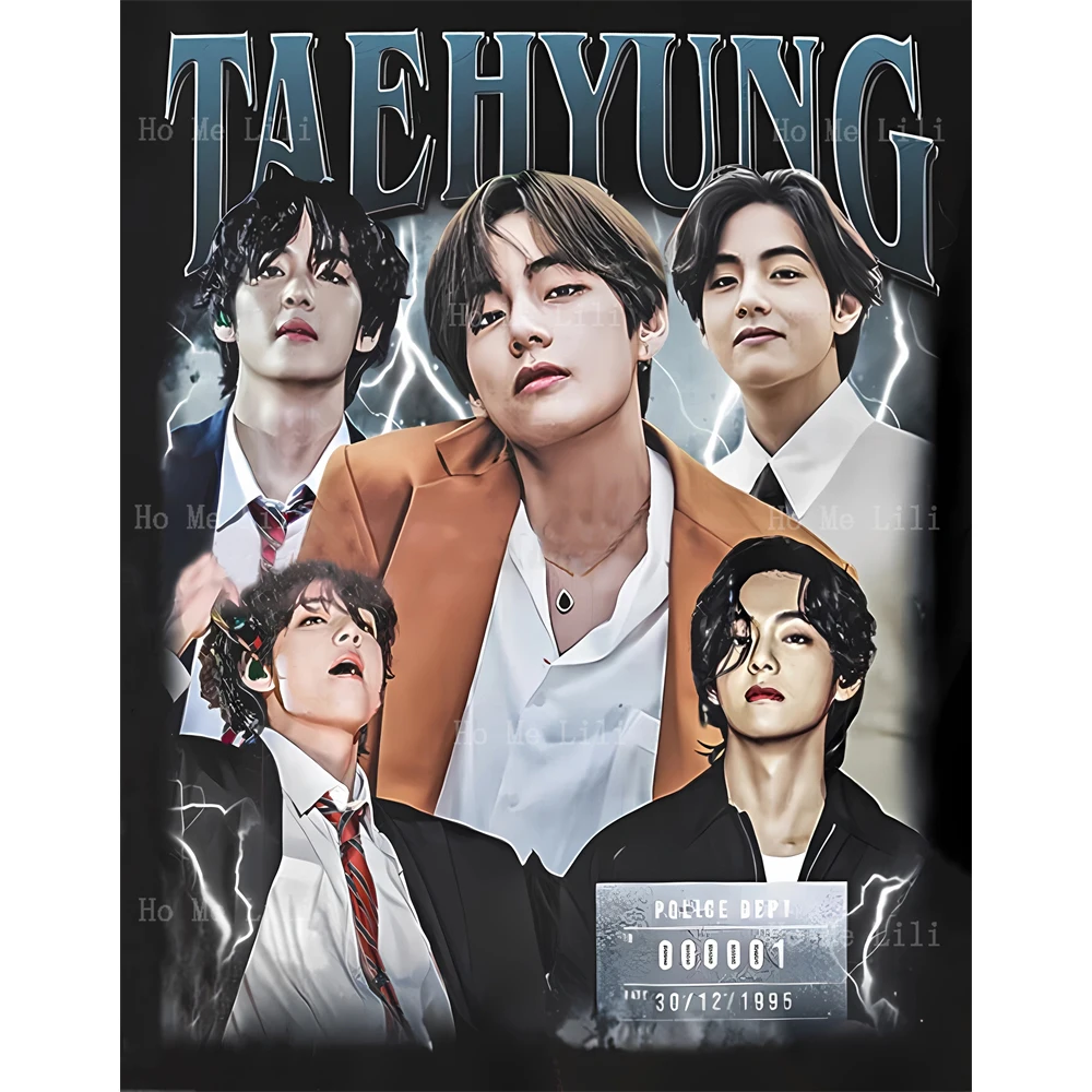 Taehyung Korean Kpop Style Graphic Retro Design Vintage Poster Canvas Wall Art Print Artwork For Livingroom Bedroom Decor