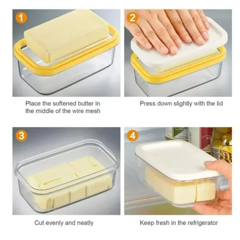 Butter box with lid butter tray cutting mesh rectangular kitchen airtight storage crisper   Butter Cutter Cheese Container