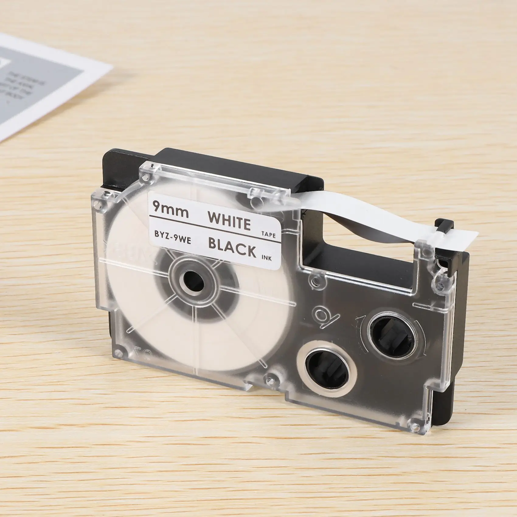 Paquete de 3 etiquetas de cinta de etiquetas blancas y negras de 9 mm compatibles con fabricantes de etiquetas KL-120, KL-60, KL-100, KL750B, KL750, KL7200