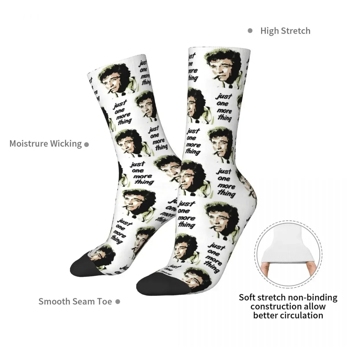 Columbo Socks Harajuku Sweat Absorbing Stockings All Season Long Socks Accessories for Unisex Gifts