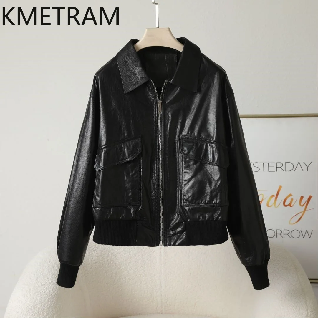 100% Oil Wax Cowhide Jacket Woman Top Quality Loose Genuine Leather Jackets Women New in Outerwears Fall Clothes 2025 кожанка