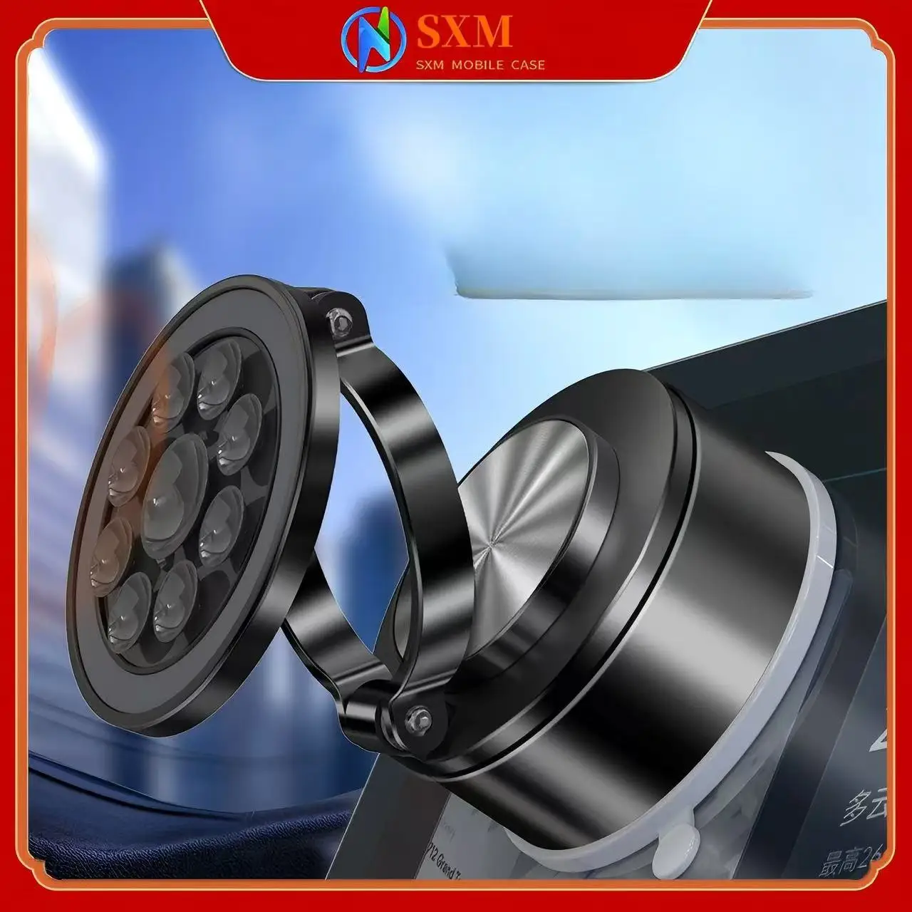 

Car mobile phone holder vacuum adsorption magnetic navigation multi-function folding and rotating universal mobile phone holder