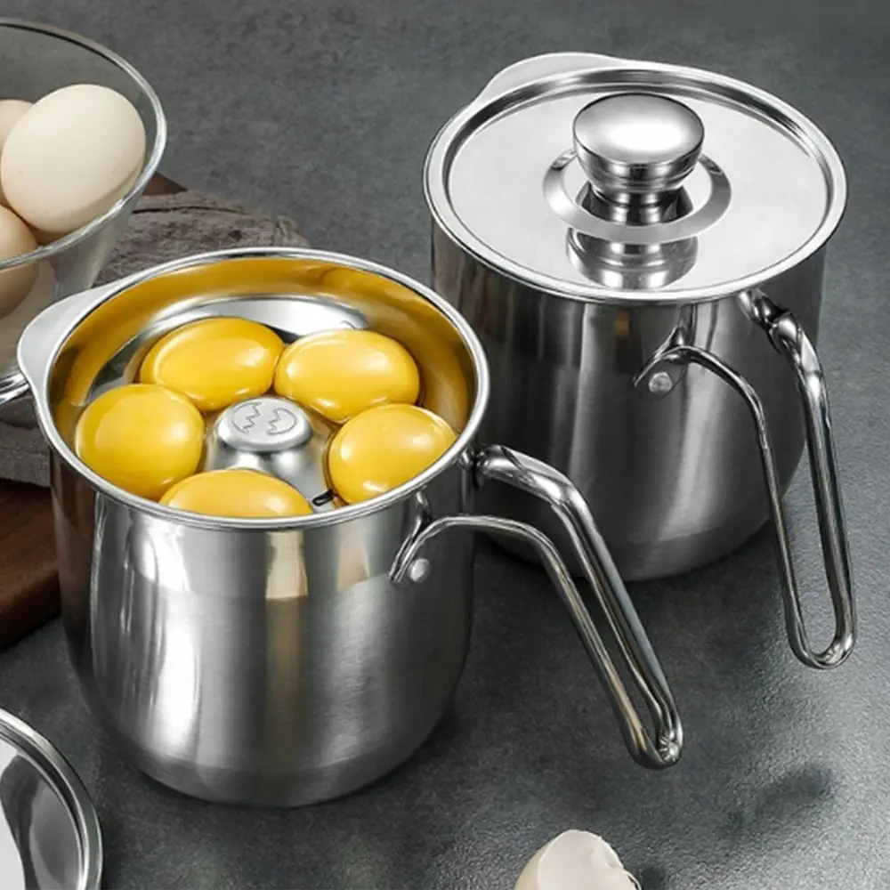 304 Stainless Steel Egg Separator Bucket Silver with Lid Egg Yolk White Separator Large Capacity Sturdy Construction