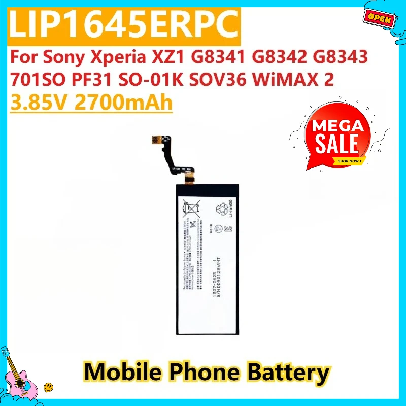 

New 3.85V 2700mAh Mobile Phone Battery LIP1645ERPC For Sony Xperia XZ1 G8341 701SO G8342 G8343 PF31 SO-01K SOV36 WiMAX 2