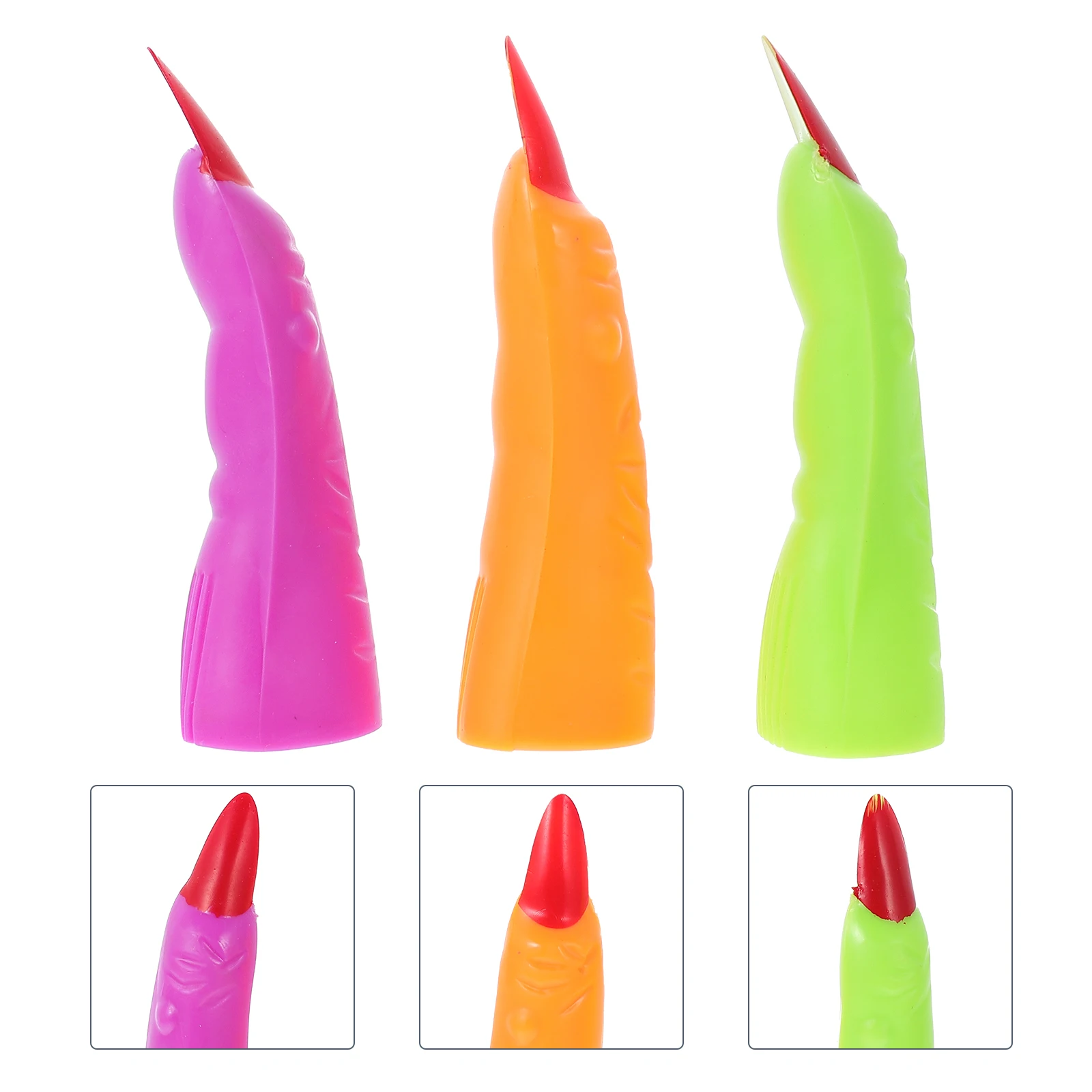 Conjunto de unhas falsas assustadoras, 20 peças, capas de dedos, suprimentos para festa de halloween, adereços de cosplay, brinquedo leve de brincadeira