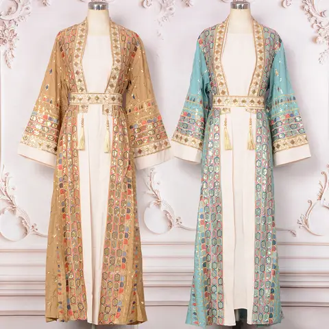 Lyxig Khaleeji Kvinnor Takchita Kaftanklänning 2-delat Set, Broderi & Tofs Kvällsfest Ramadan Eid Bröllop Arabisk Marockansk Klänning 10 best sales Marockansk brudklänning - №1