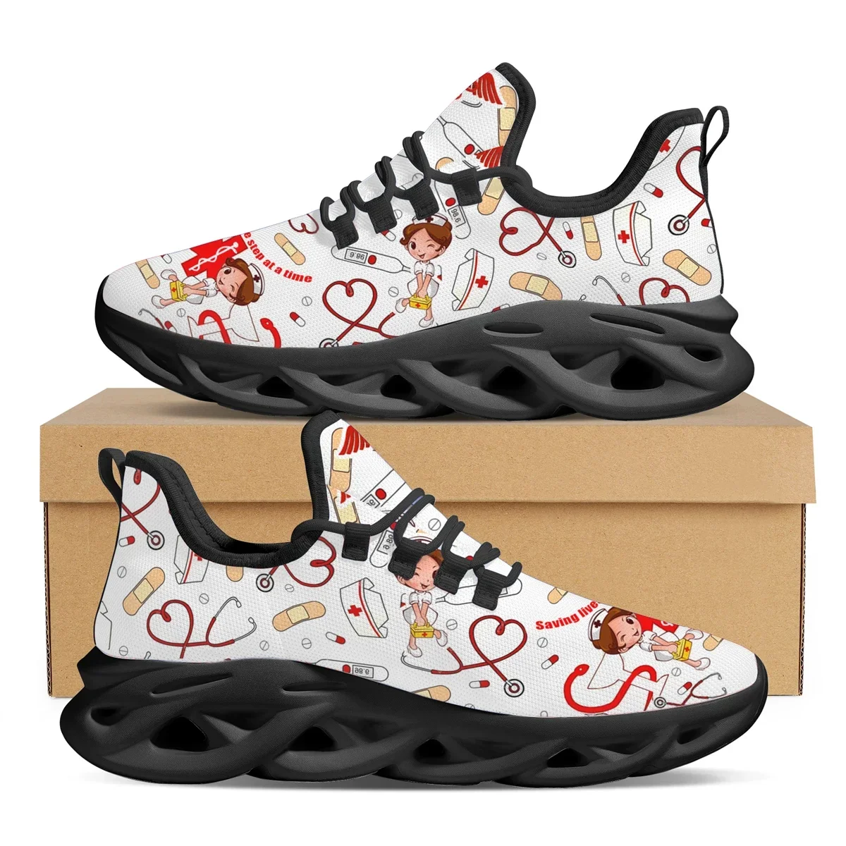 

Cartoon Dentist Tooth Pattern Print Vulcanized Shoes Funny Dental Toothbrush Design Sneakers Breathable Lightweight Lace-up Shoe