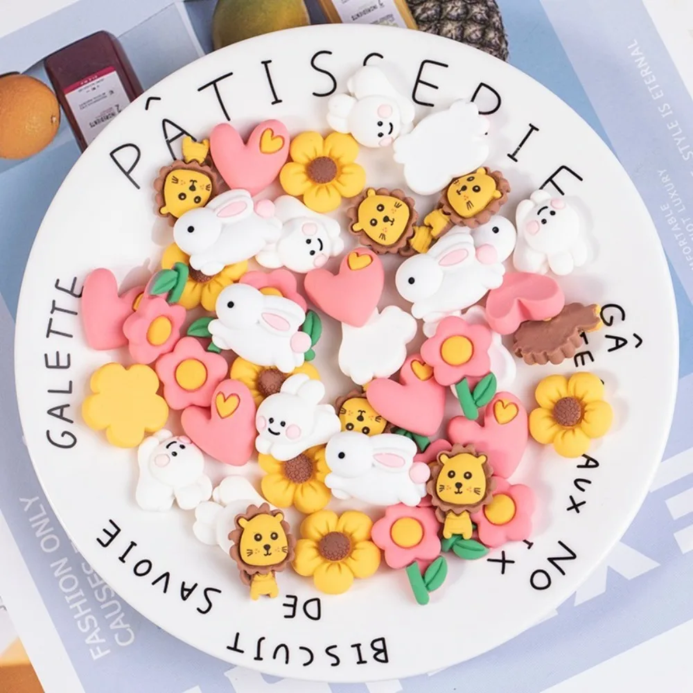 

Новый кролик с цветочным узором, декор для обуви, подвески из смолы, чехол для телефона «сделай сам», украшение, милые портативные украшения для волос, подарки для детей