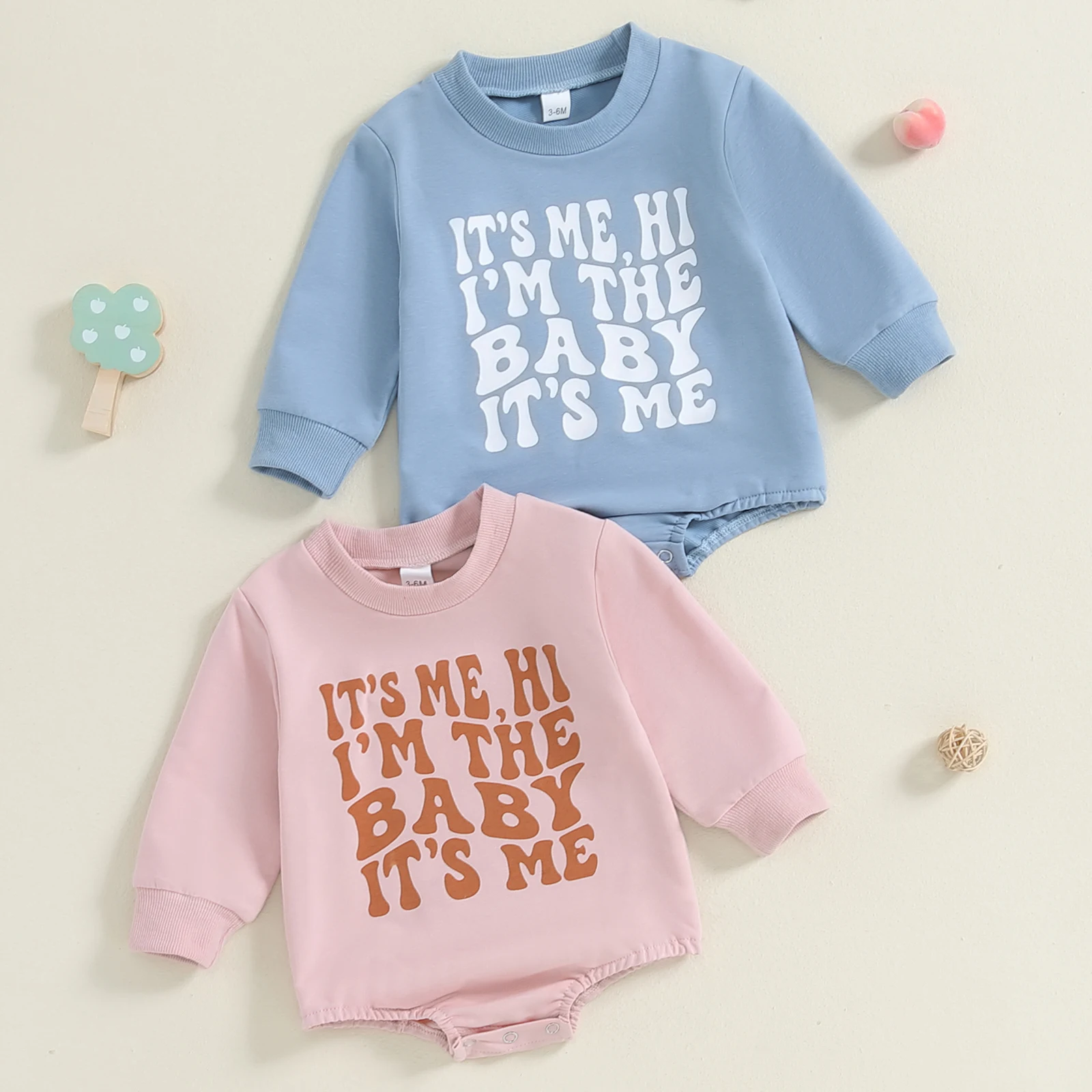 Baby Sweatshirt Romper Classic Letter Print Long Sleeve Round Neck Bodysuit Newborn Playsuit