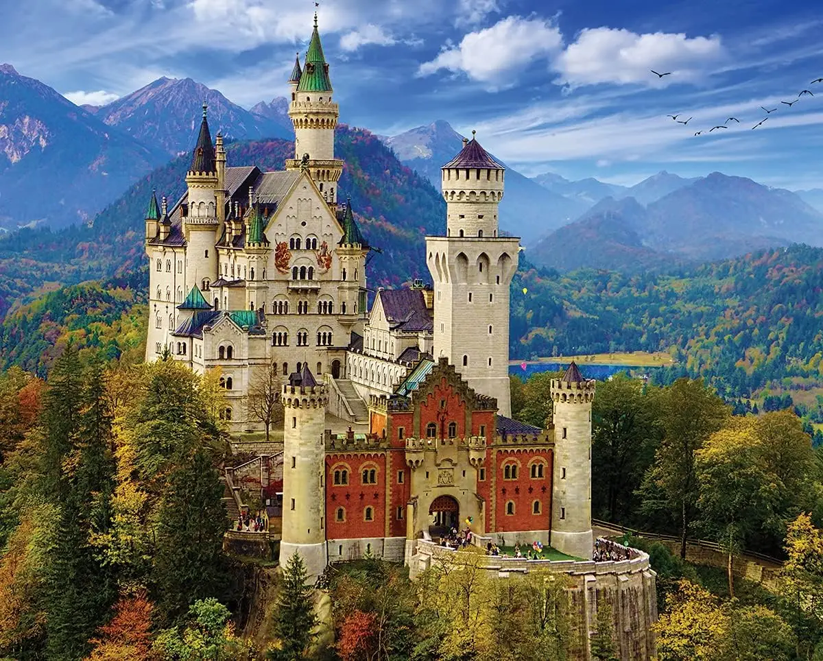 

Mountain Castle Jigsaw Puzzle 500/1000/1200/2000 Pcs Brain Teaser Game, Landscape Home Decor Christmas Gift