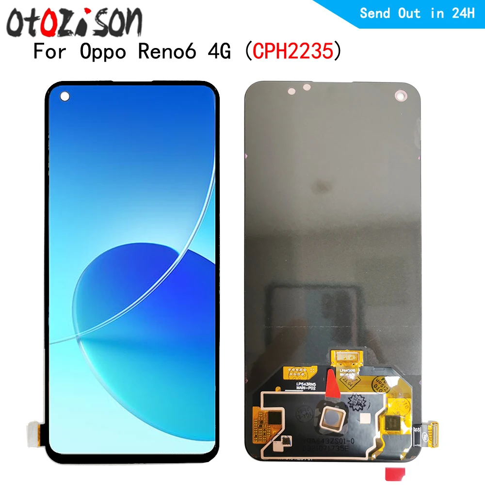 

AMOLED-экран 6,43 дюйма для Oppo Reno6 4G CPH2235, ЖК-дисплей, экран, сенсорная панель, дигитайзер с рамкой в сборе для Oppo Reno 6