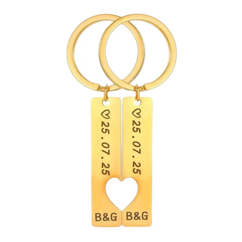 Couples Custom Name Date ID Tag Keychains, Valentine's Gift