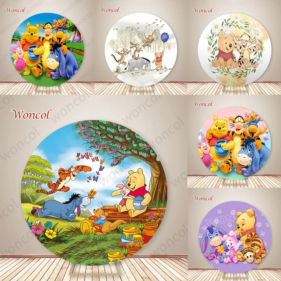 Winnie The Pooh Circle Backdrop Child Birthday Baby Shower Backdrop Piglet Eeyore Tigger Pooh Circle Cover Winnie The Pooh Decor