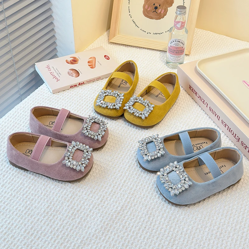 

Size 23-34 Kids Shoes For Girl Pink Blue Nubuck Leather Spring Autumn Toddler Mary Jane Shoes School Girls Dress Dance Flat Shoe