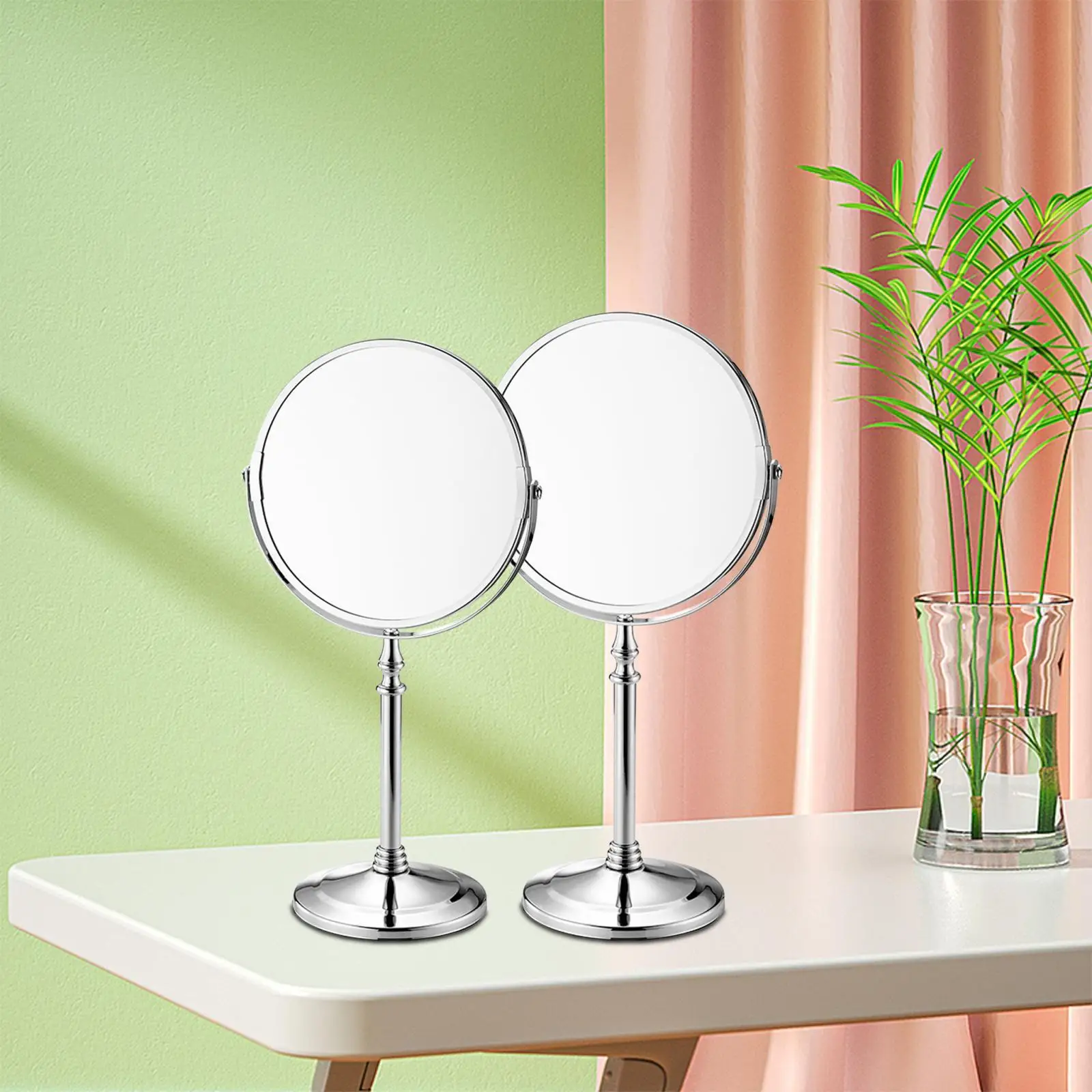 Double Sided Makeup Mirror,360 Degree Rotation Mirror,Birthday Gift Round Stand