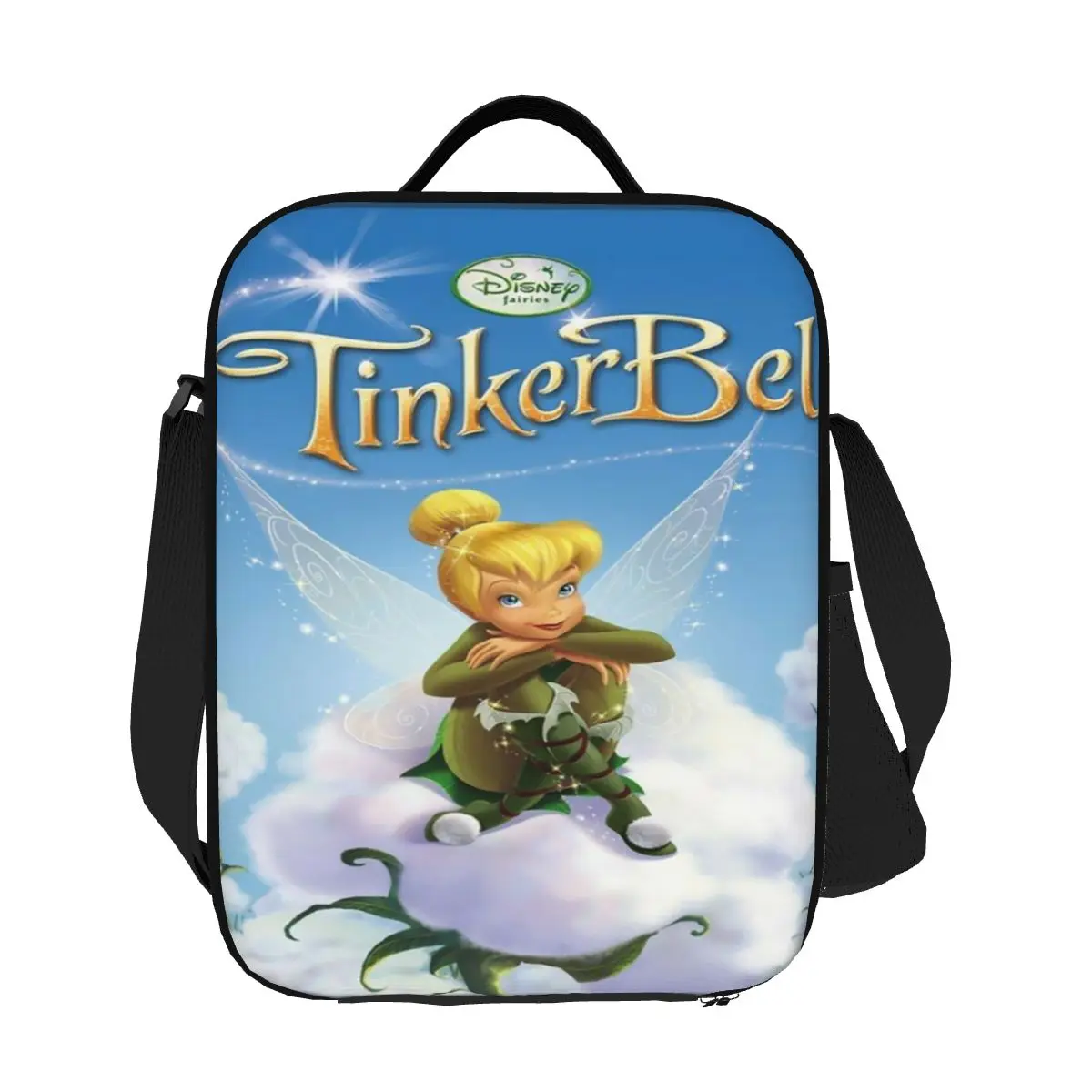 

Custom Tinkerbell On A Cloud Insulated Lunch Bag for Women Cartoon Anime Tv Tinker Bell Thermal Cooler Lunch Box Kids Children