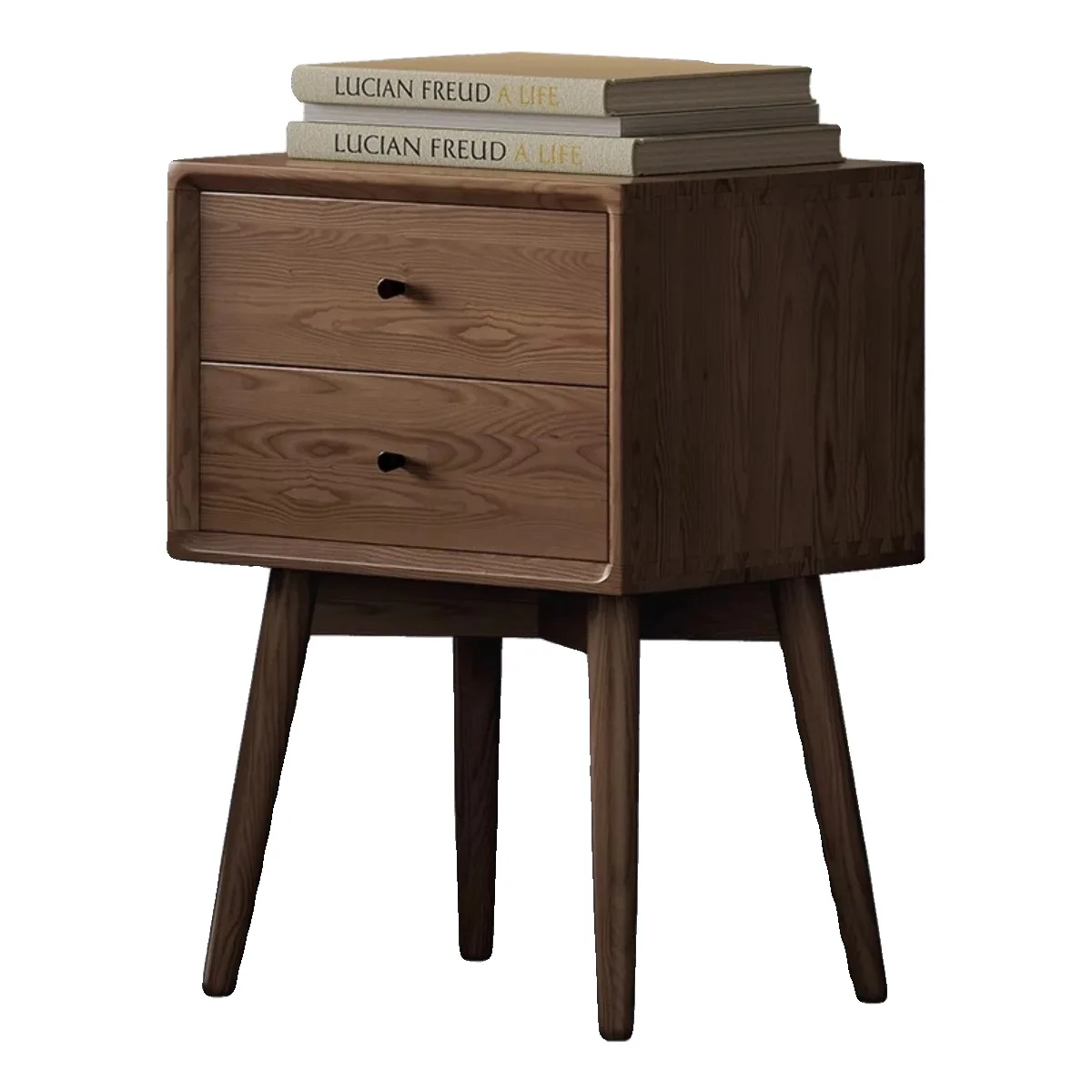 

Nordic solid wood bedside table light luxury small apartment double pumping