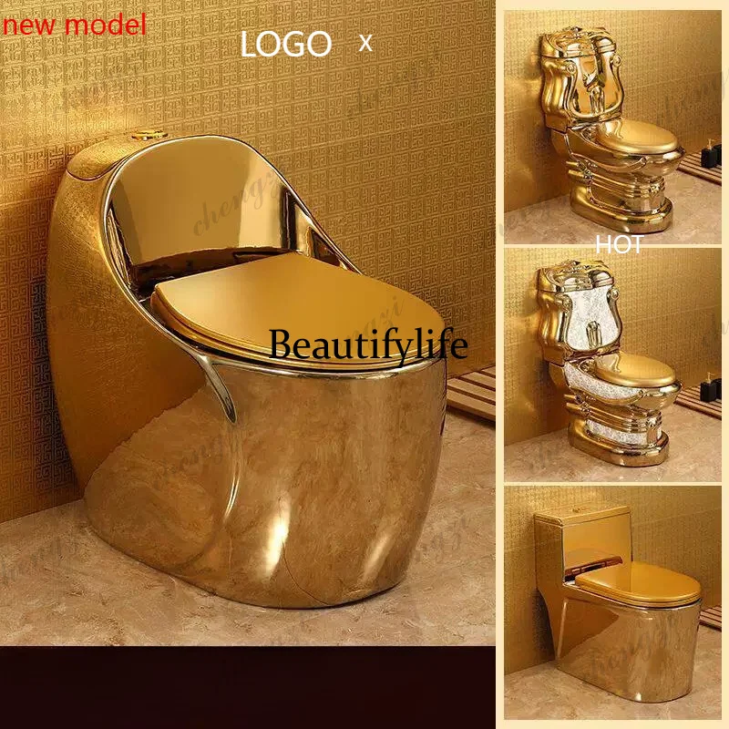 N138Gold-plated creative personality toilet seat, large pipe toilet, round type