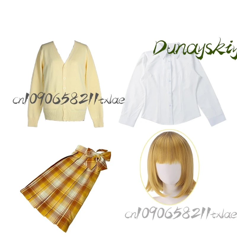 Oshi no Ko Mem-cho Yellow JK Cosplay Costume Set Wig  Blazer  Shirt  Mini Skirt  Ribbon Summer Graduation Halloween Anime Outfit