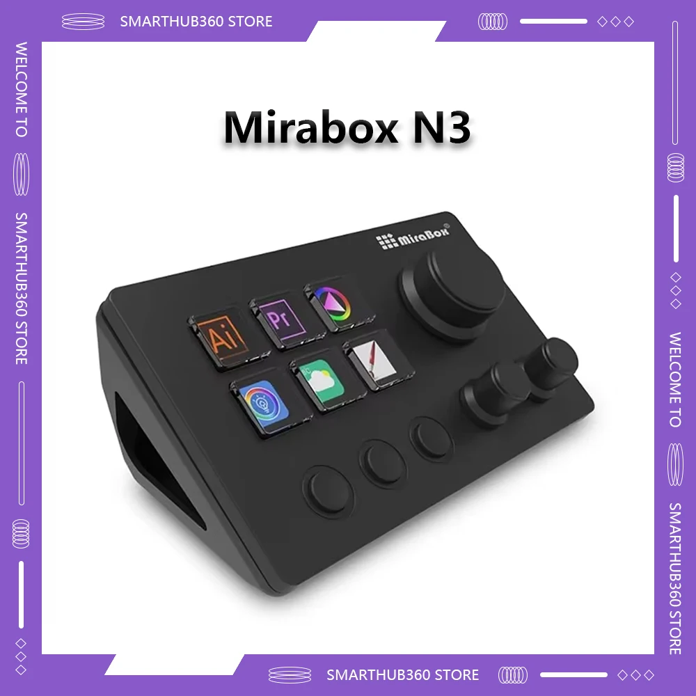 Mirabox N3 Mini Keyboards LCD Button Controller Windows/MacOS Kryboard Custom Button Screen Knob Macro Programming Visual Gift