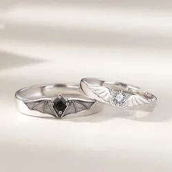 New Romantic Angel Demon Wings Couple Rings Fashion Design Personality Wing Adjustable Ring for Women Men Lovers Jewelry Gift